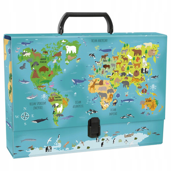 Teczka Z Rączką Mapa Świata Zwierzęta Derform