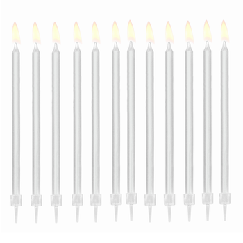 Świeczki Urodzinowe Gładkie, Biały, 14Cm Partydeco