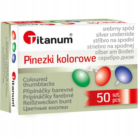 Pinezki Kolor 50szt Mix Titanum