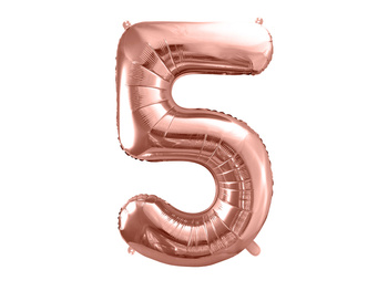 Balon Foliowy Cyfra "5", 86Cm, Różowe Złoto Partydeco