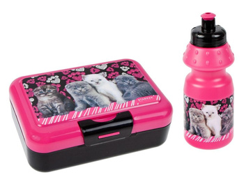 Bidon + Śniadaniówka Kotki Derform