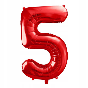 Balon Foliowy Cyfra "5", 86Cm, Czerwony Partydeco