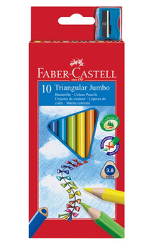 Kredki Jumbo Trójkątne 10 Kol. + Temperówka Opakowanie Karton Faber-Castell