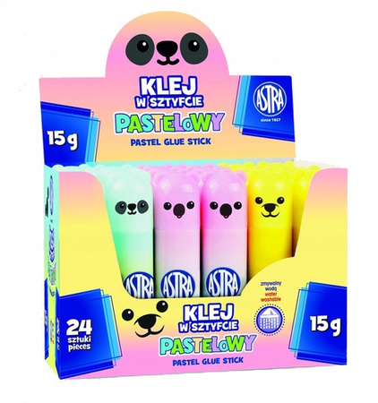Klej W Sztyfcie Zwierzątka Pva Pastel Line 15 G 24 Szt. Displa Astra