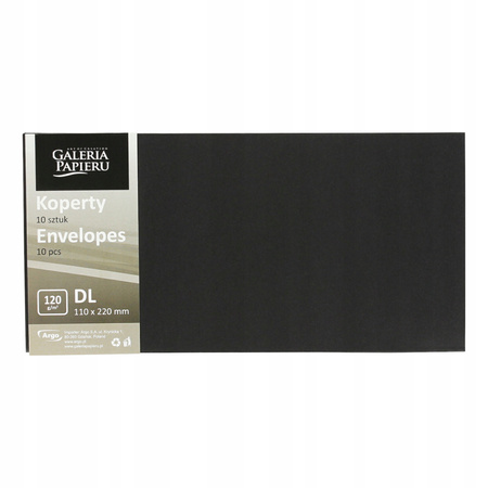 Koperta Dl Gładki Czarny K Galeria Papieru