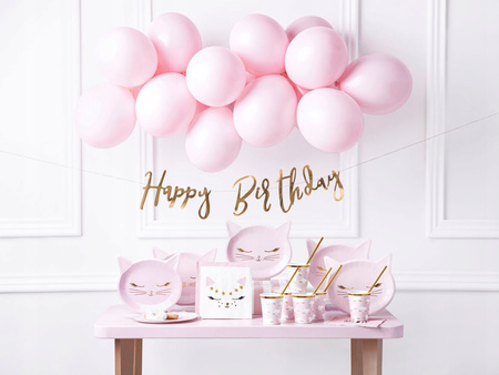 Baner Happy Birthday, Różowe Złoto, 16,5x62cm Partydeco