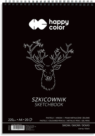 Szkicownik Czarny A4/20/220G Happy Color