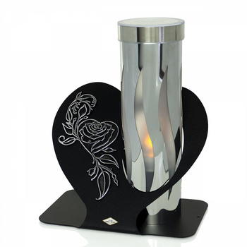Znicz Solarny Metal Serce Inox  Róża (21 cm op. 3 szt) Znicz Polski