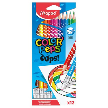 Kredki 12 Colorpeps Trójkątne Z Gumką Oops Maped