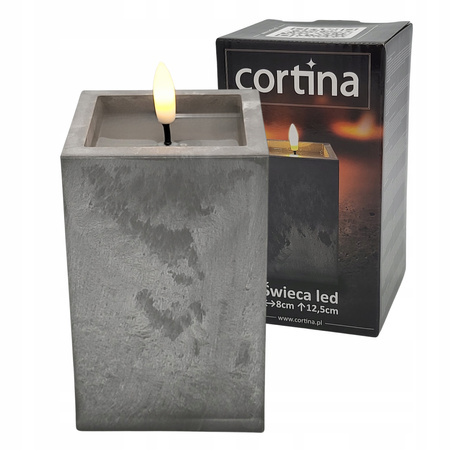 Znicz Świeca Led Beton Kwadrat 41/23 - Wys. 12,5cm Cortina