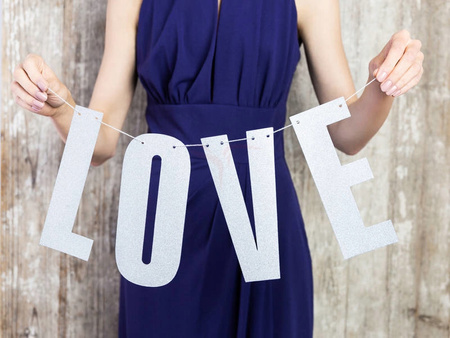 Baner Love, Srebrny, 21X55 Cm Partydeco