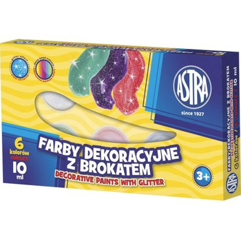 Farby Dekoracyjne Z Brokatem 6 Kolorów - 10 Ml Astra