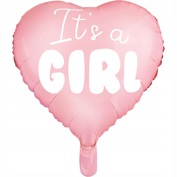 Balon Foliowy Serce - It'S A Girl, 45Cm, Jasny Różowy Partydeco