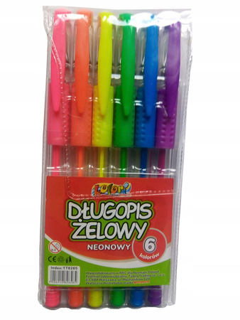 Kolori Długopis Żelowy Neonowy 6 Penmate