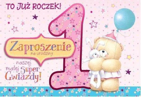 Zaproszenie 5szt Zz-036 Ff Roczek Dziewczynka Kukartka