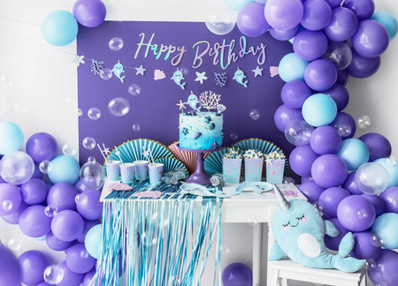 Baner Happy Birthday, Opalizujący, 16,5X62Cm Partydeco