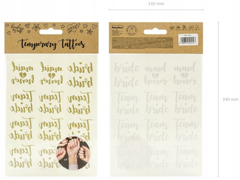 Tatuaże Zmywalne Wieczór Panieński, Złoty: 1op./13szt. Partydeco