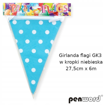 Girlanda Flagi Gk3 W Kropki Niebieska 27,5Cmx6M Penword