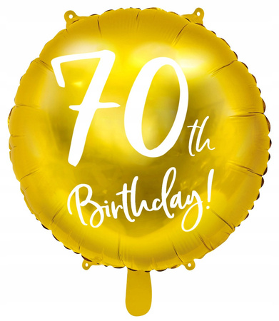 Balon Foliowy 70Th Birthday, Złoty, 45Cm Partydeco