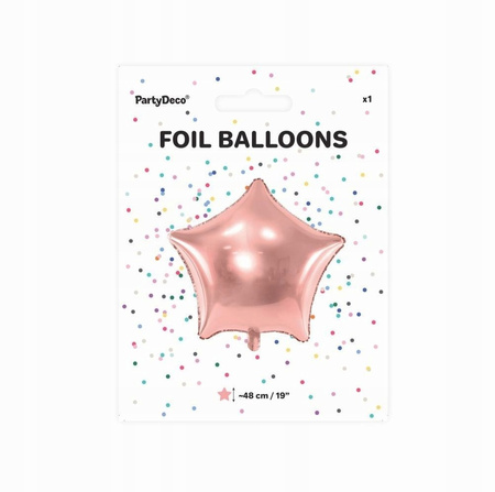 Balon Foliowy Gwiazdka, 48cm, Różowe Złoto Partydeco