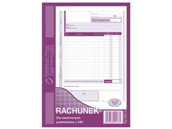 Druk Rachunek A5 dla zwolniony z VAT (pion) 233-3 Michalczyk