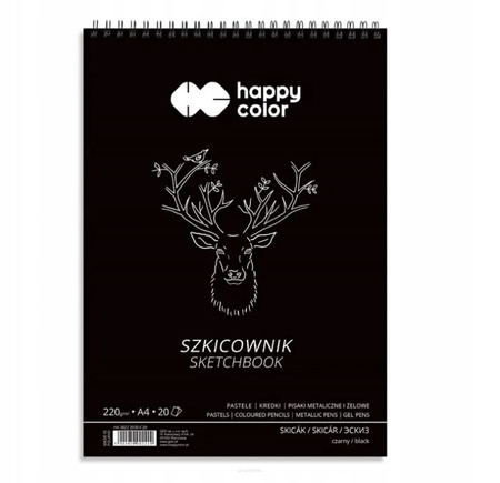 Szkicownik Czarny A4/20/220G Happy Color