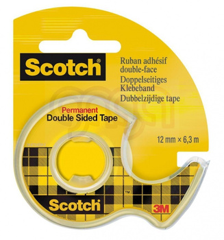 Taśma Dwustronna 3m Scotch 136d, 12mm X 6,3m Na Podajniku Scotch