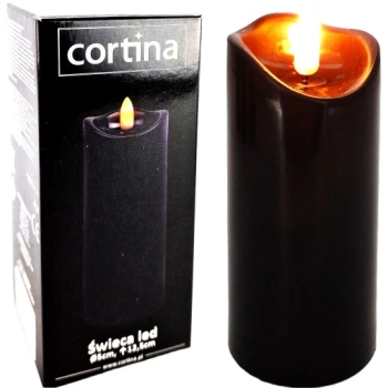 Świeca Led na baterie Czarna 7cmx18cm Cortina