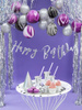 Baner Happy Birthday, Srebrny, 16,5x62cm Partydeco