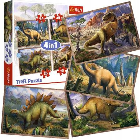 Puzzle 4w1 Ciekawe Dinozaury Trefl