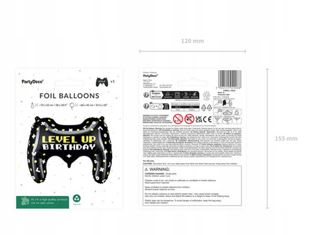 Balon Foliowy Gamepad, 72x52 Cm, Mix Partydeco