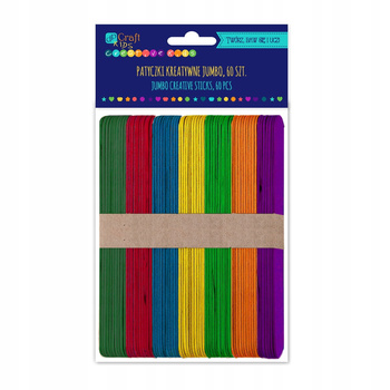 Patyczki Drewniane Kreatywne Jumbo Kolorowe, 60 Szt. Dpcraft
