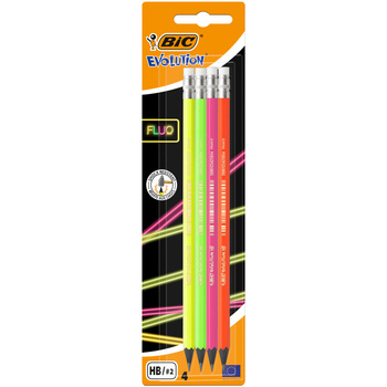 Ołówek Bic Evolution 4pak Neon Z Gumką