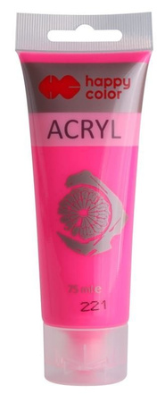 Farba Akrylowa 75Ml, Różowy Fluo, Happy Color