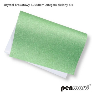 Brystol Brokatowy 40x60cm 200gsm Zielony 5 szt Penword