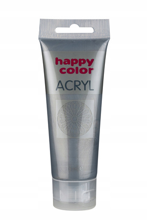 Farba akrylowa 75ml, czarne srebro, Happy Color
