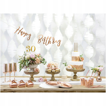 Baner Happy Birthday, Różowe Złoto, 16,5x62cm Partydeco