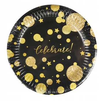 Talerze Papierowe - Glam Party (8 Szt.) Czarne - Fsc Mix Credit Arpex