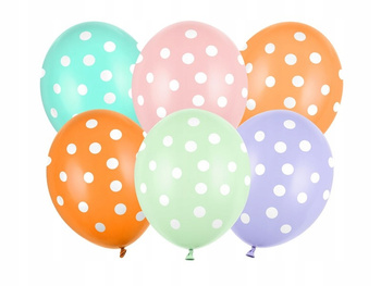 Balony 30 Cm, Kropki, Mix Partydeco