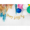 Baner Happy Birthday, Złoty, 16.5x62cm Partydeco