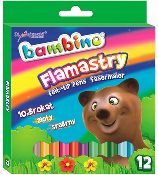 Flamastry brokatowe BAMBINO 12 kolorów Majewski