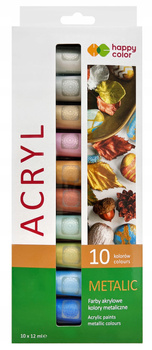 Farba Akrylowa Zestaw 10 Kolorów 12 Ml Happy Color