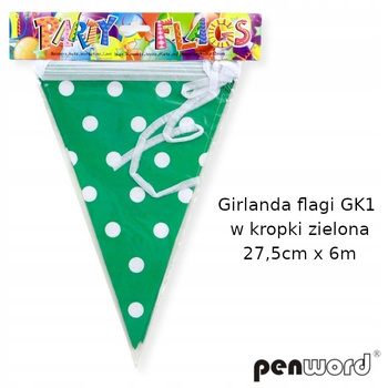 Girlanda Flagi Gk1 W Kropki Zielona 27,5Cm X 6M Penword