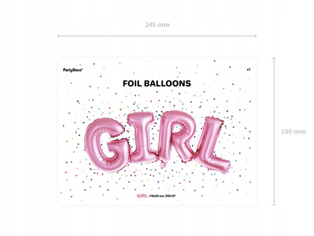 Balon Foliowy Girl, 74X33Cm, Róż Partydeco