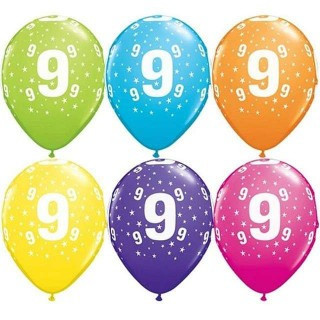 Balon Ql 11" Z Nadr. "9", Pastel Mix Tropikalny / 6 Szt. St Asort Godan