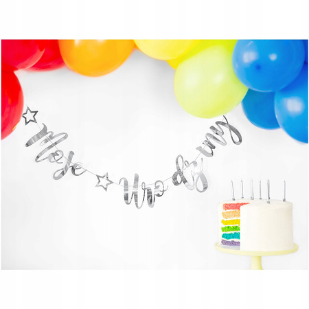 Baner Moje Urodziny, Srebrny, 16,5X90Cm Partydeco