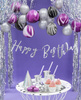Baner Happy Birthday, Srebrny, 16,5x62cm Partydeco