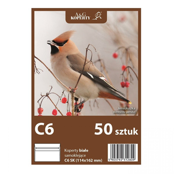 Koperta C6 Sk Biała Folia, 50 Szt. Bantex