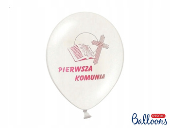 Balony 27Cm, I Komunia Święta, P. White Partydeco