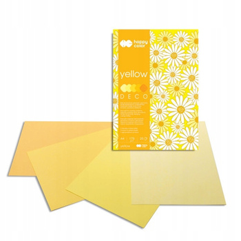 Blok Deco Yellow A4, 170G, 20 Ark, 5 Kol. Tonacja Żółta, Happy Color